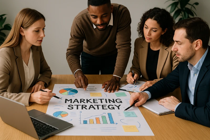 marketing strategi moede med medarbejdere